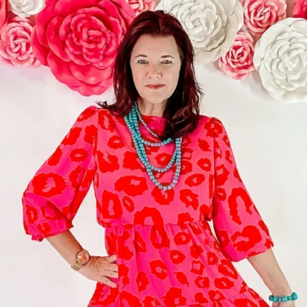 Rose Leopard Print Flounce Mini Dress